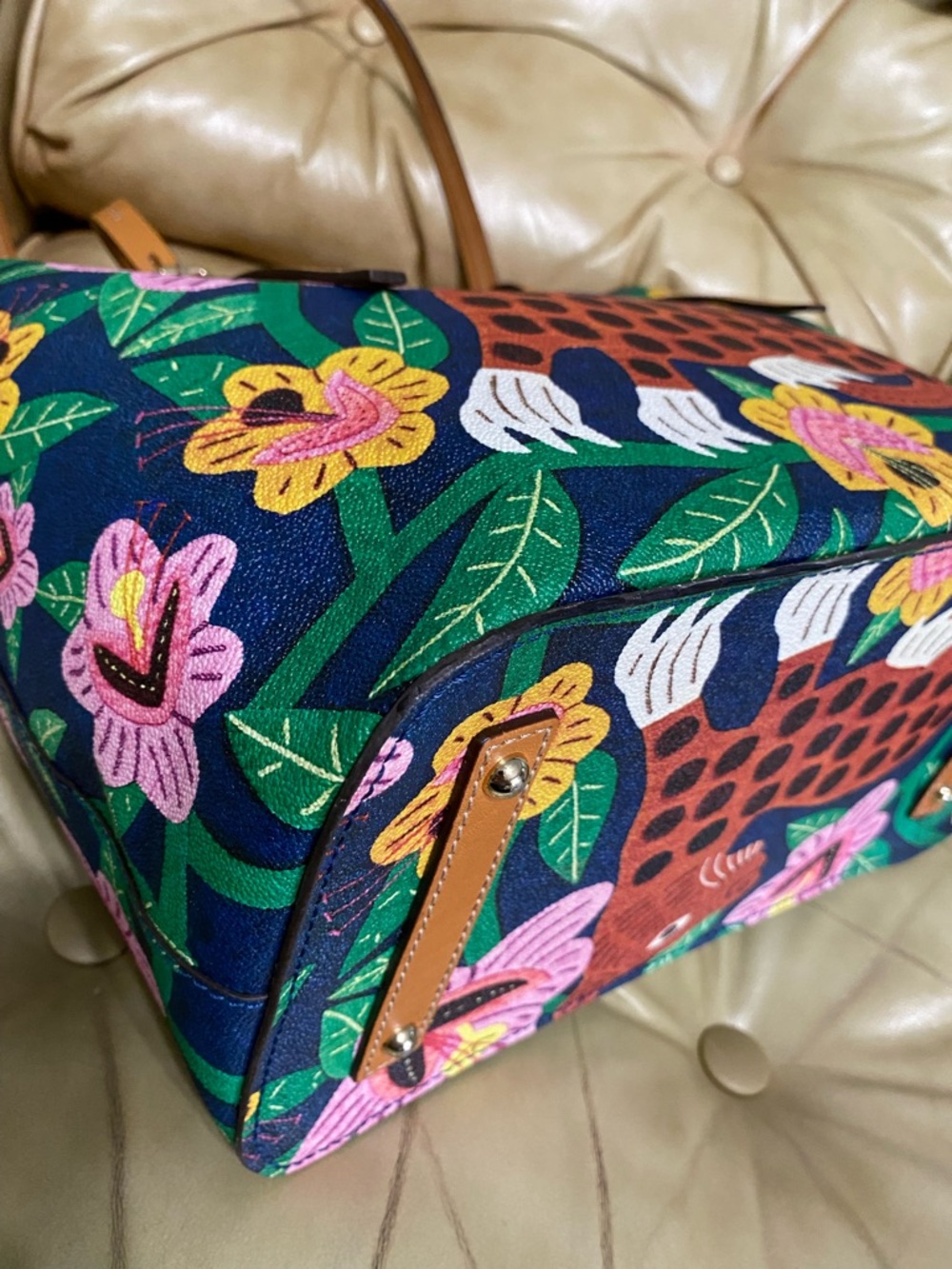 RARE Dooney Bourke Islamorada Large Bag Dover Tote Tropical Panama Jungle - Picture 10 of 14